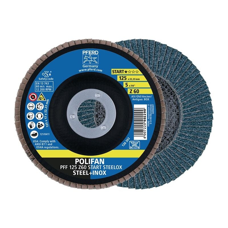 Pferd - Fächerscheibe polifan z start steelox ø 125 mm Körnung Z-60 flach ( 4000844219 )
