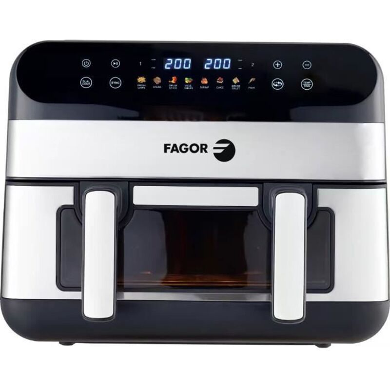FAGOR Ölfreie Fritteuse – Airfryer FGF10 – 10 l Fassungsvermögen – 4,5 l Doppeltanks – herausnehmbare Trennwand – 2400 W