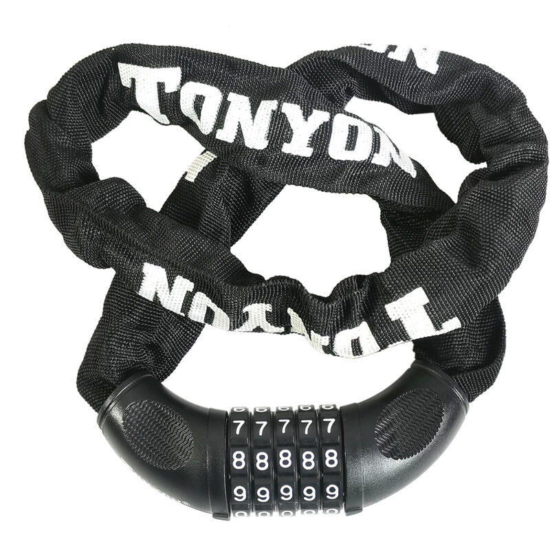 Fahrrad-Diebstahlsicherungskette, 5-stellig, rücksetzbare Codes, 100.000 Codes für Fahrrad, Motorrad, Tür, Tor, 90 cm Länge, Schwarz