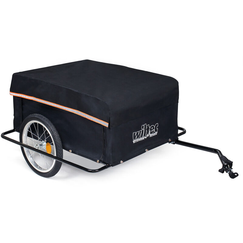 Wiltec - Fahrrad Lastenanhänger 139x88x60 cm bis 65 kg, Fahrradanhänger mit Radschutz Rahmen, Deichsel klappbar & Schnellkupplung für Einkäufe,