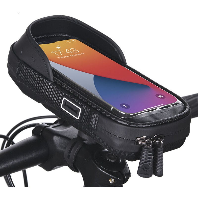 Tonchean - Fahrrad-Lenkertasche, universelle wasserdichte Fahrrad-Handytasche, Motorrad-Lenkertasche, Fahrrad-Handyhalterung, 360 ° drehbar