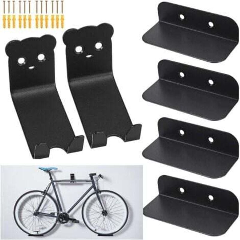 Fahrrad-Wandhalterung, Pedalhaken, 6 Stück, Fahrrad-Wandhalterungen für Fahrrad, Wandaufbewahrung, Reifenständer, Schwarz