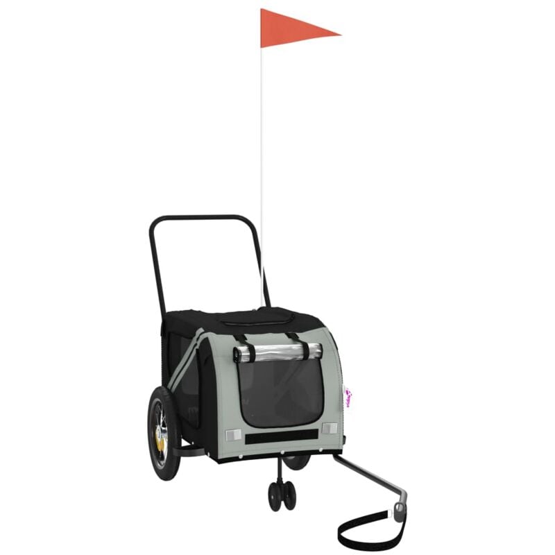 Fahrradanhänger Hunde Grau und Schwarz Oxford-Gewebe und Eisen Vidaxl