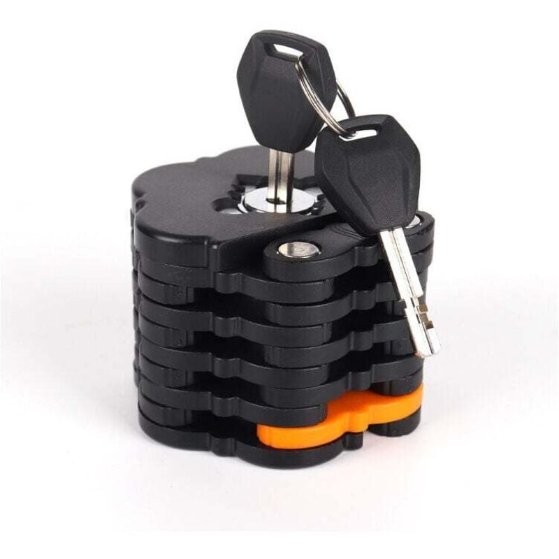 Fahrradschloss Faltbares Fahrradschloss, Hohe Sicherheitsstufe, 83cm, mit Halterung und 2 Schlüsseln, E Scooter Schloss für Elektro Motorrad Fahrrad