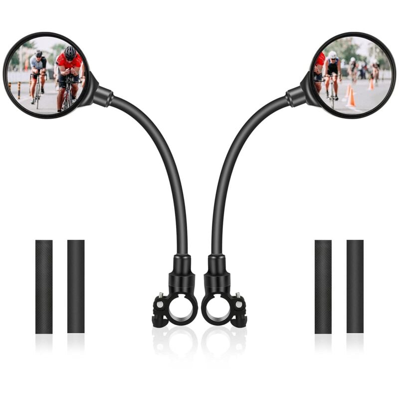 Fahrradspiegel, 1 Paar 360° schwenkbare Lenkerspiegel, Weitwinkelspiegel, konvexe Spiegel für Fahrräder, Elektroroller, Rennräder, Mopeds, Motorräder