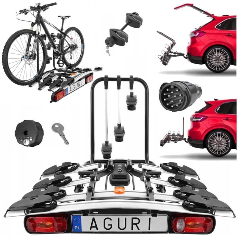 FAHRRADTRÄGER Anhängerkupplung AGURI Active Bike 4 Fahrräder