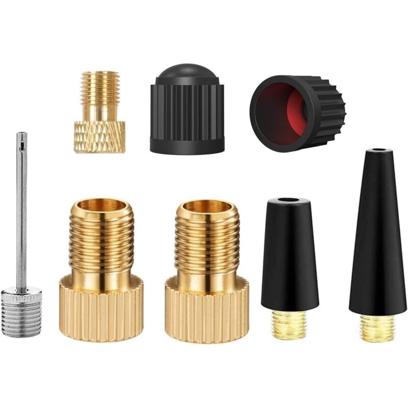 Fahrradventil Adapter,8 Stück Fahrrad-Ventil Adapter Set,Messing-Adapter,Inflating Needles Sports BallPumpen Nadeln Set Für Alle Fahrradpumpe