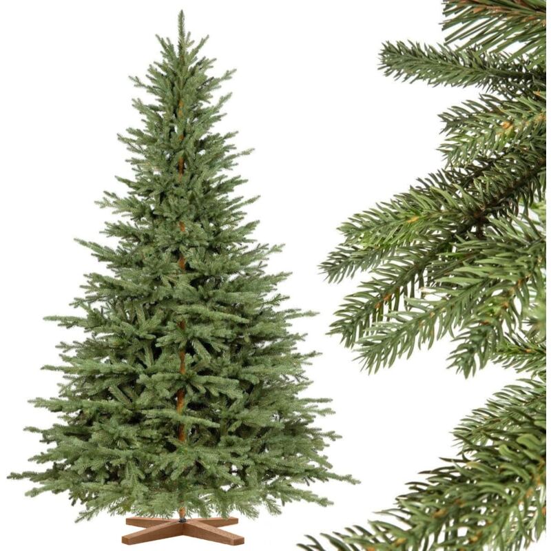 Weihnachtsbaum künstlich 150cm bayerische Tanne Premium Made in eu Christbaum Holzständer Tannenbaum künstlich mit Naturgetreue Spritzguss Elemente