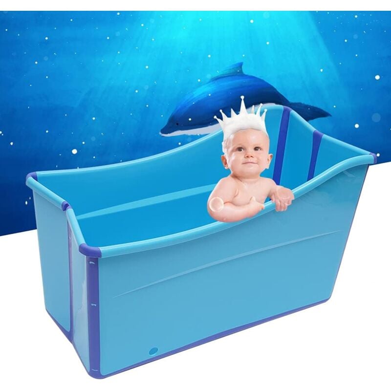 Faltbare Badewanne Erwachsene Kinder Mobile Wasserbadewanne Tragbare Badewanne Spa Bad Sauna Baby Swimmingpool Großraum 100 cm Blau