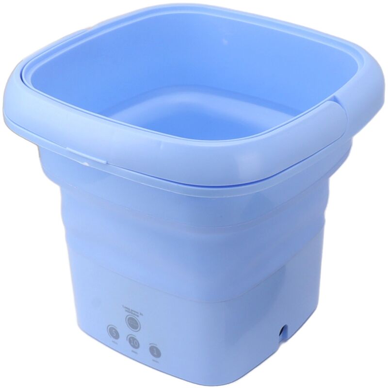 Faltbare Waschmaschine, tragbare Mini-Eimer-Wäschewaschmaschine mit schwarzem Deckel für Wohnmobil-Reisewohnung, 100 bis 240 v, blauer EU-Stecker
