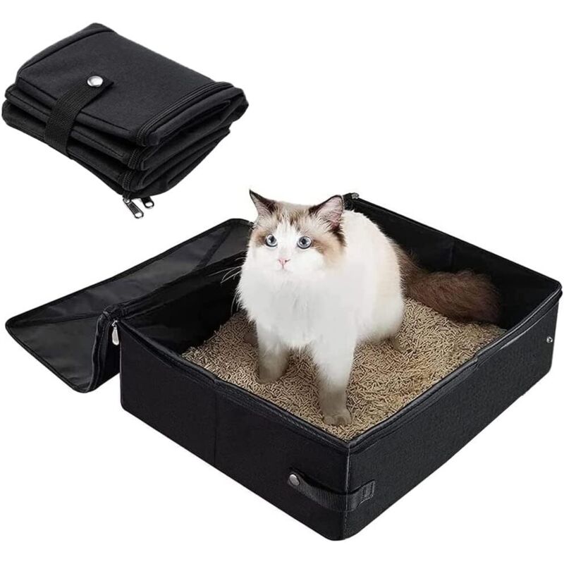 Faltbare wasserdichte Katzentoilette Tragbare Reise-Katzentoilette für Reisen im Freien Laufstall (mit Deckel)