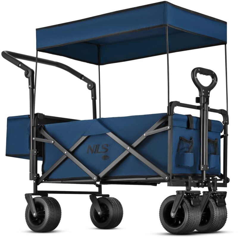 Faltbarer Bollerwagen, Blau, 120L Fassungsvermögen