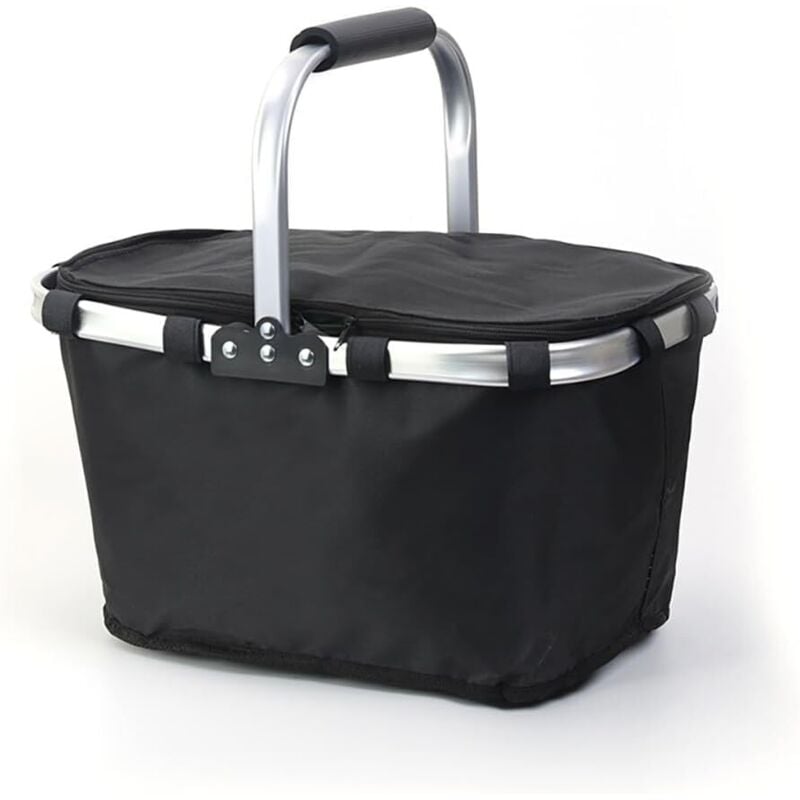 Faltbarer Einkaufskorb, 25L Picknickkorb, Isolierkorb, mit stabilem Aluminiumrahmen, für Reisen, Picknicks, Einkäufe
