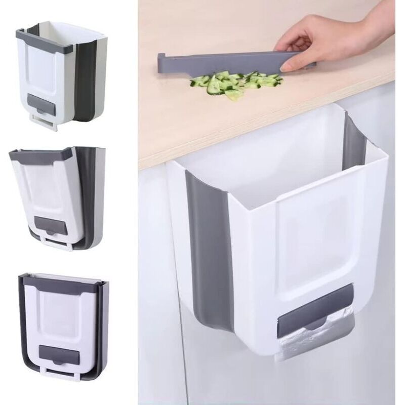 Faltbarer hängender Mülleimer mit Deckel für Küche und Camping, faltbarer Küchenmülleimer, Küchenabfalleimer für Küche/Camping/Auto/Badezimmer/Büro