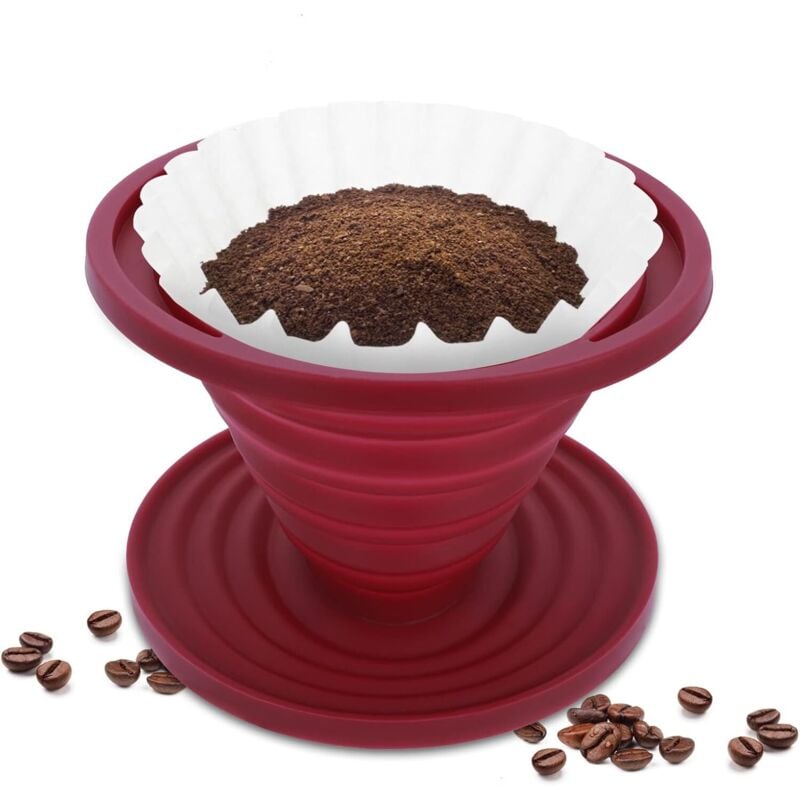 Faltbarer Kaffee Tropfer, Silikon Kaffee Tropfer Tragbarer, Wiederverwendbarer Silikon Kegelfilterhalter Coffee Dripper Reisezubehör für Zuhause,