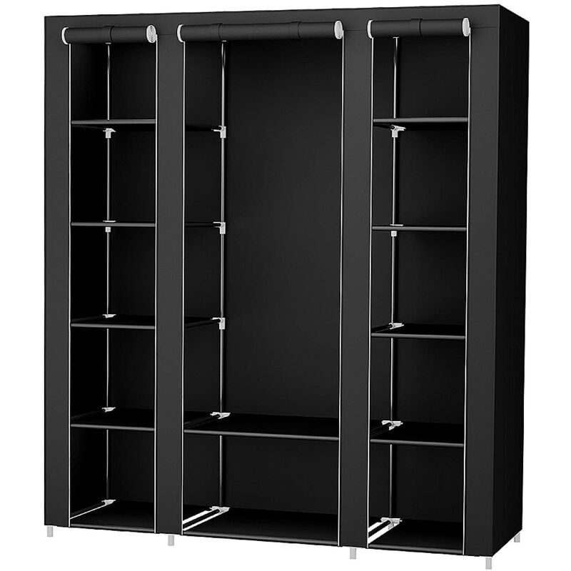 Faltbarer Kleiderschrank aus Vliesstoff Kleiderschrank Kleiderschrank Schlafzimmer Kleiderschränke schwar 172×134×43cm-Typ 2