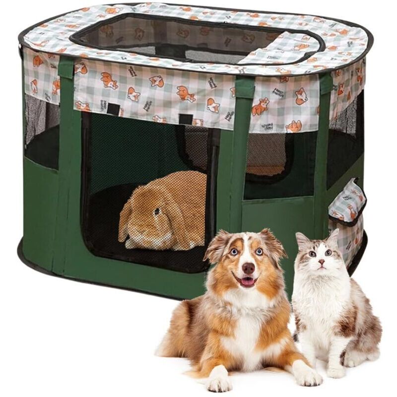 Faltbarer Laufstall für Welpen und Haustiere – Aus Oxford-Gewebe – Rechteckiges Zelt für Hunde, Kaninchen, Meerschweinchen und Katzen – Für drinnen
