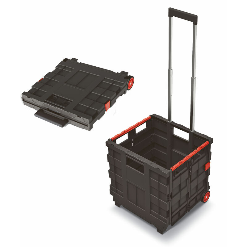 Spetebo - Kunststoff Einkaufstrolley cart t klappbar mit Rädern - 35 l - Transportbox fahrbar mit Teleskopgriff - Einkaufskorb Einkaufswagen rollbar