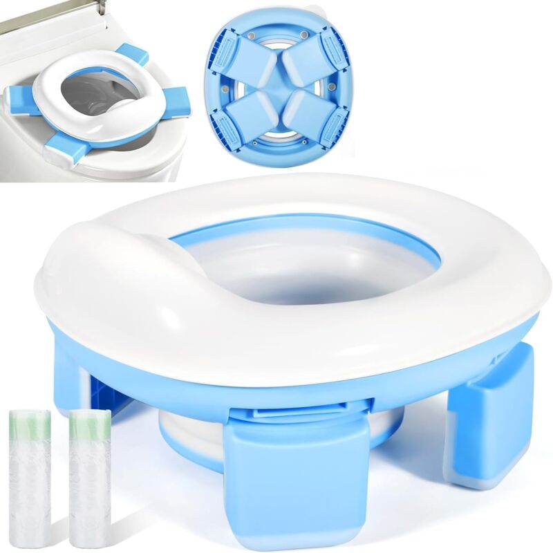 Faltbares Reisetöpfchen für Kinder, 3-in-1-Babytöpfchen-Trainingssitz mit Taschen, faltbare Toilette für Kinder, tragbares Reisetöpfchen für Kinder,
