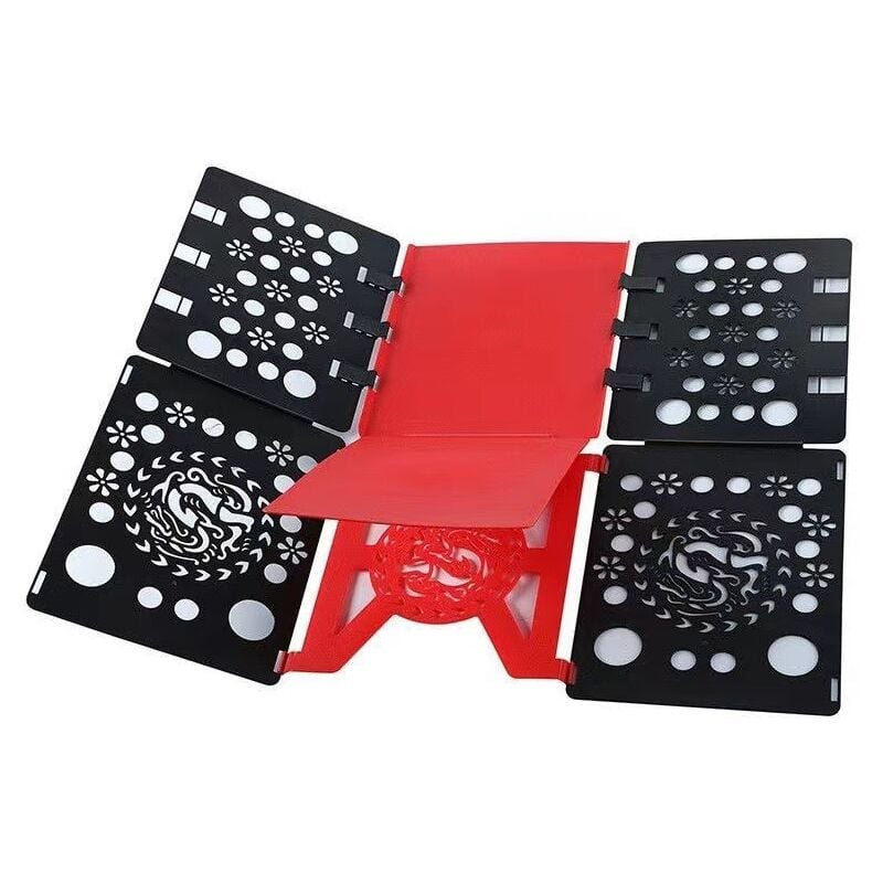 Ersandy - Faltbrett für Hemden – Kleiderordner Wäscheordner Kind Erwachsene Kleidung Hemd T-Shirt T-Shirts 58 x 68 cm (Schwarz & Rot)