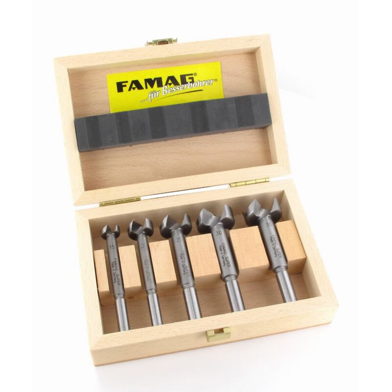 Satz Hartmetall-Formbohrer im Holzkasten 5-tlg. ø 15,20,25,30,35 mm Famag 1662.505