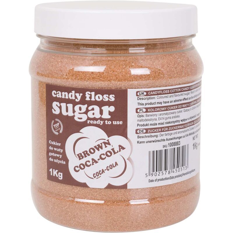 Farbiger Zuckerwatte-Zucker, braun, Coca-Cola-Geschmack, 1kg