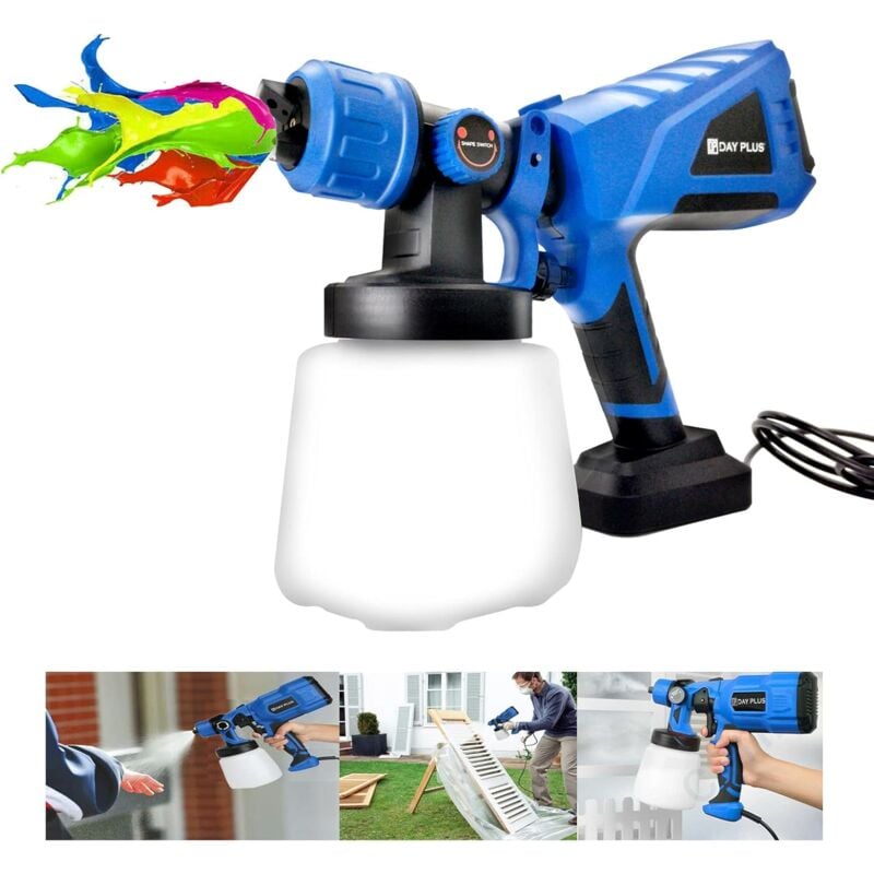 Dayplus - Farbsprühsystem Wandfarbe Lackierpistole 1000ml Farbbehälter Farbsprühgerät 550W Elektrische Farbspritzpistole mit 3 Sprühmustern,