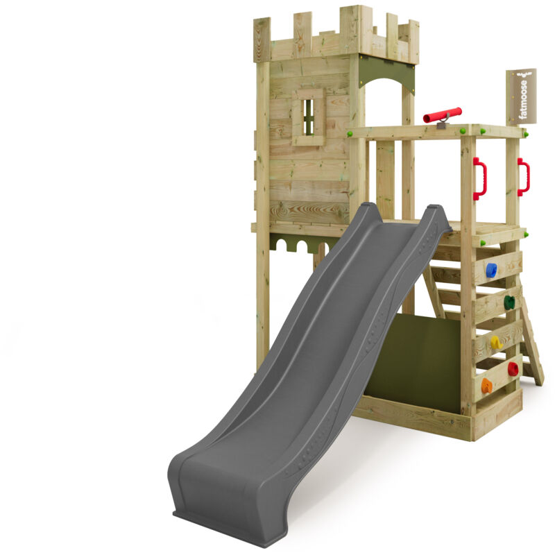 Spielturm Ritterburg BoldBaron mit Rutsche und Sandkasten, Integrierter Sandkasten – Anthrazit - Fatmoose