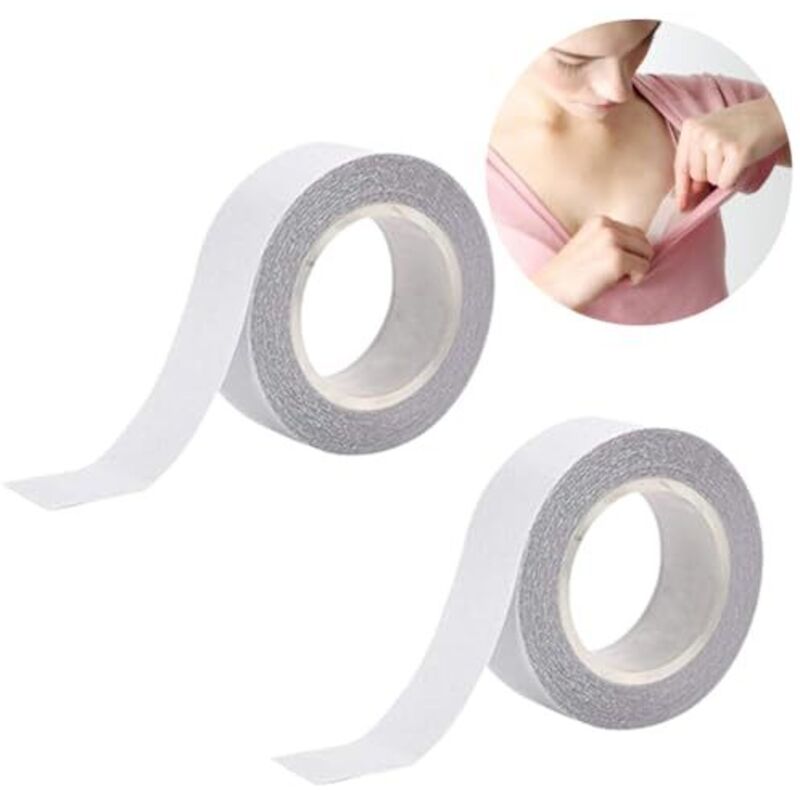 Fc'Noqgn 2 Rollen Fashion Tape, doppelseitig, transparent, doppelseitiges Klebeband, Kleidung, Körperklebeband, Klebebänder, Kleidung und Haut,