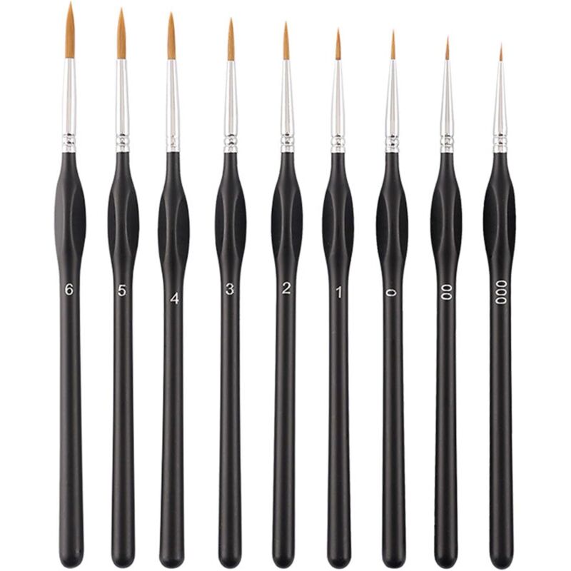 Bluedeer - Feine Detail Pinsel Set 9 Stück Malen Nach Zahlen, Modellbau, Miniatur, Künstlerpinsel für Nagelkunst, Acryl, Aquarell, Ölgemälde,