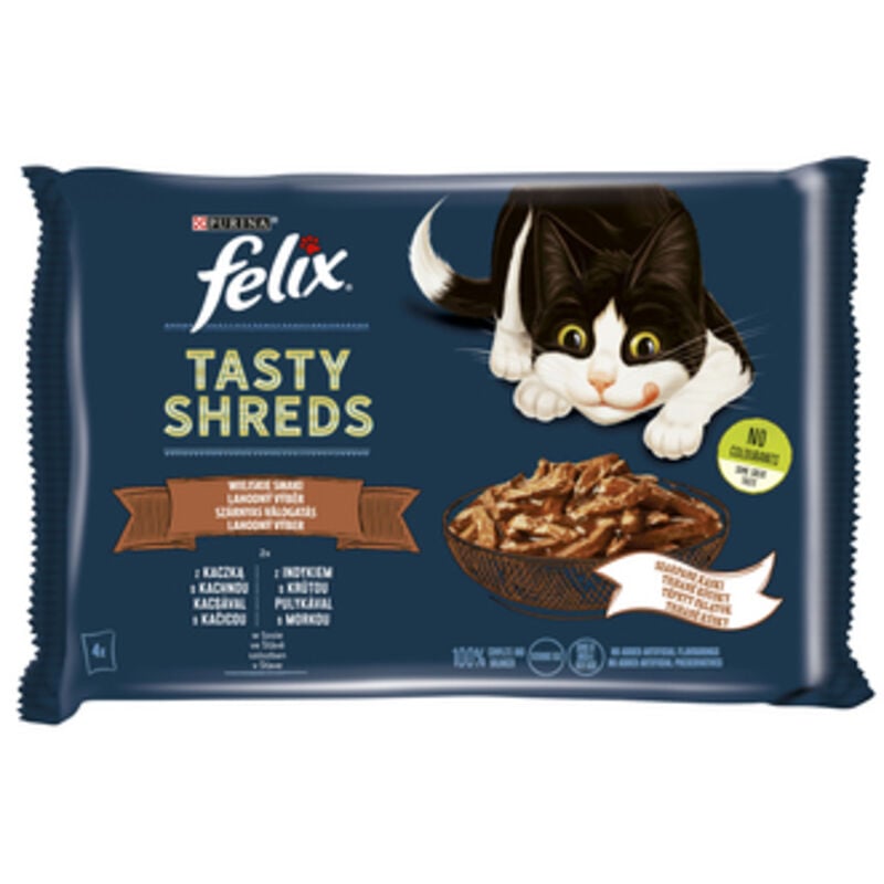 FELIX TASTY SHREDS Ente Pute Katzenfutter Mix (4x80g)
