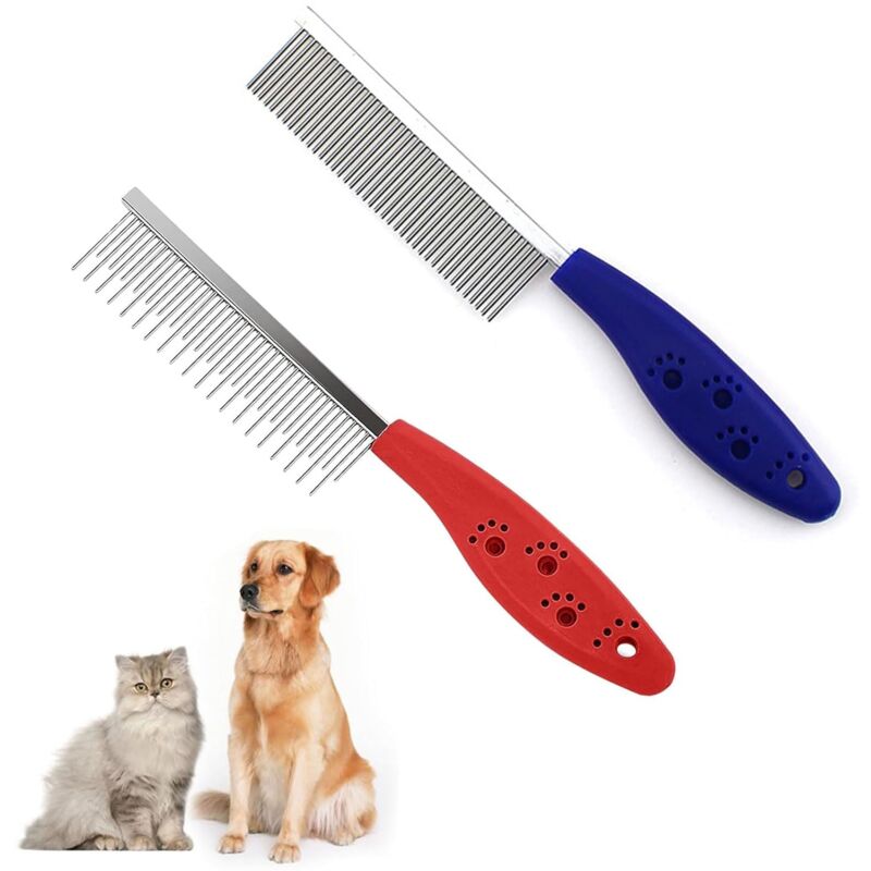 Bluedeer - Fellkamm Katze,Entwirrkamm Hund,Hundekamm,Combi Kamm für Hund, Bürste Gegen Flöhe Unterwolle,Katzenkamm mit Doppelseitig Metall