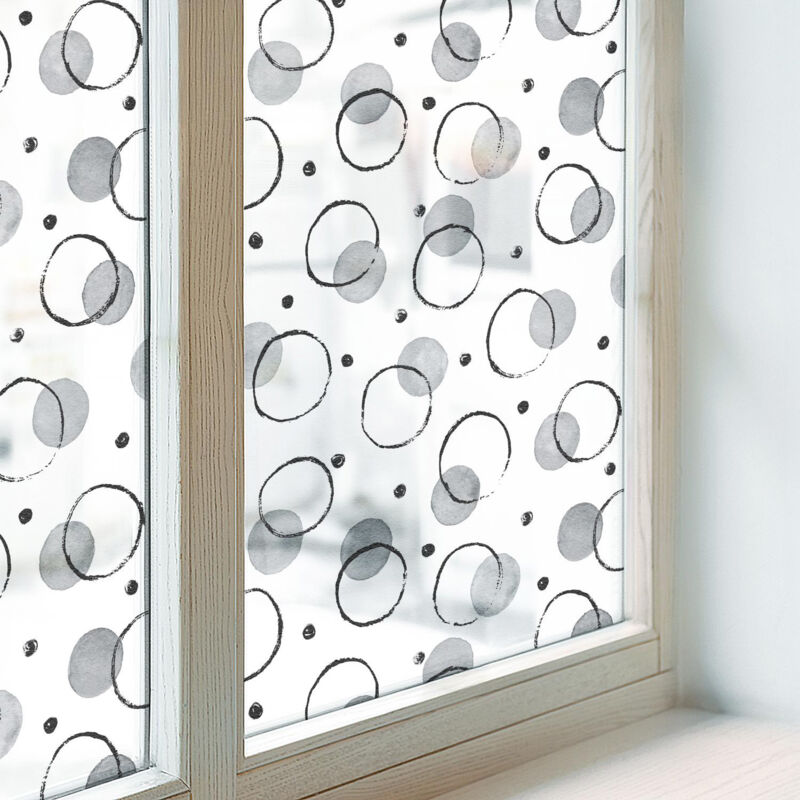 Fensterfolie 50x146 cm Sichtschutz Fenster Selbstklebend PVC Milchglas Dekorativ Dekorfolie Blickdicht Folie für Badezimmer Schlafzimmer Graue Felgen
