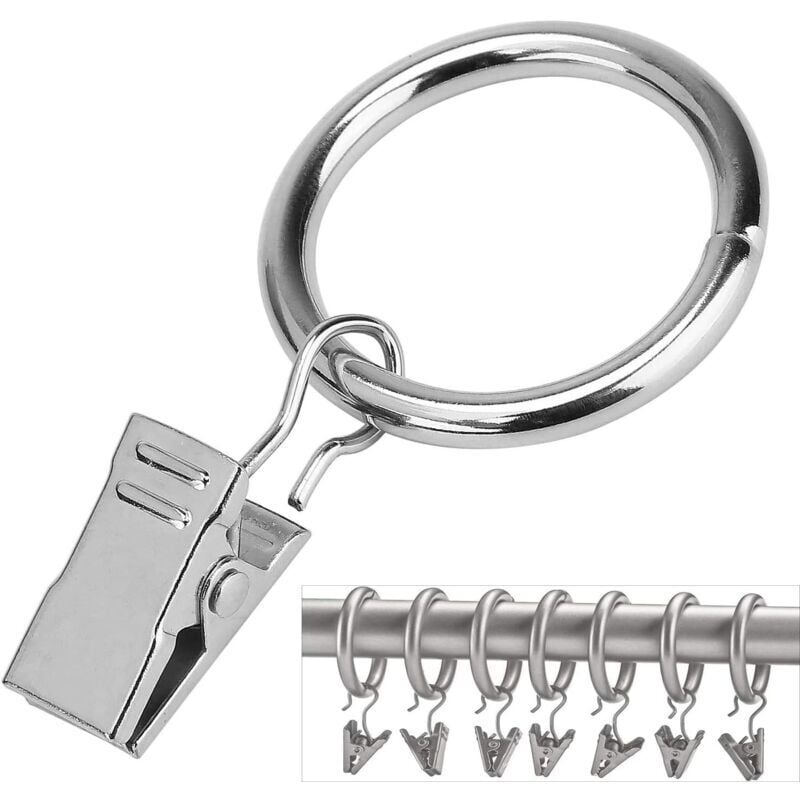 Odipie - Fenstervorhangringe mit Clips (Φ25 mm) (16 Stück) – rostfreie Edelstahl-Vorhang-Clip-Ringe aus Metall für Vorhanggewicht, Kunstausstellung,