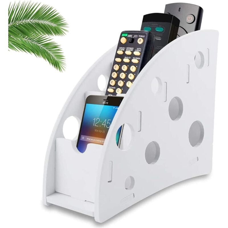 Fernbedienungs-Organizer mit 4 Fächern, weißer Organizer zur Aufbewahrung verschiedener Fernbedienungen und Mobiltelefone, Aufbewahrungsbox aus