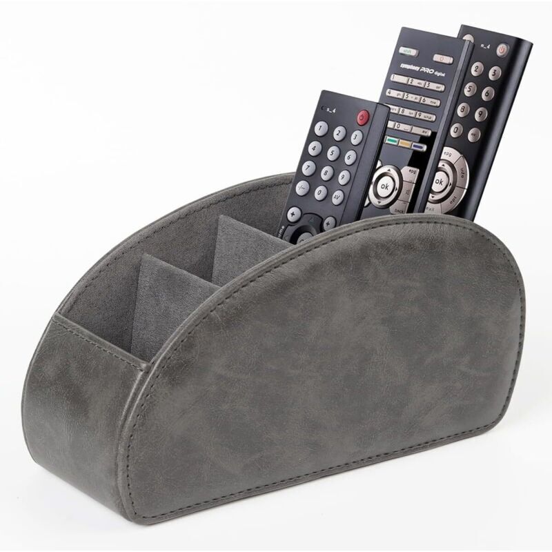 Fernbedienungshalter mit 5 Fächern, großer Ständer für Fernbedienungen von Fernseher, DVD-Player, 4K-Dongle und Blu-ray-Player, Stifthalter, grau M