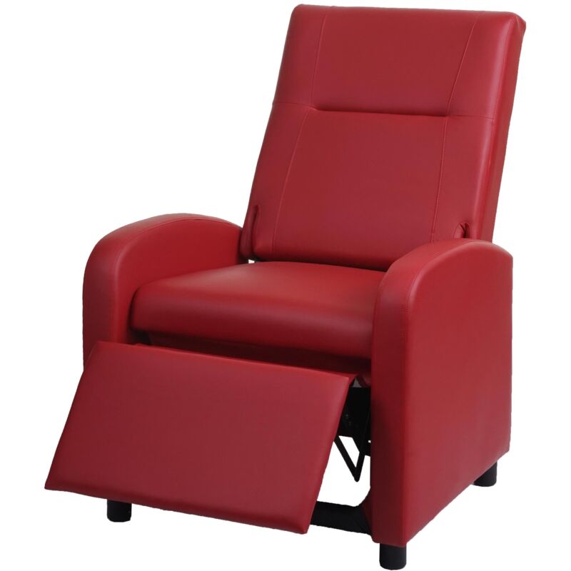 HHG - Fernsehsessel 660, Relaxsessel Liege Sessel, Kunstleder klappbar 99x70x75cm rot