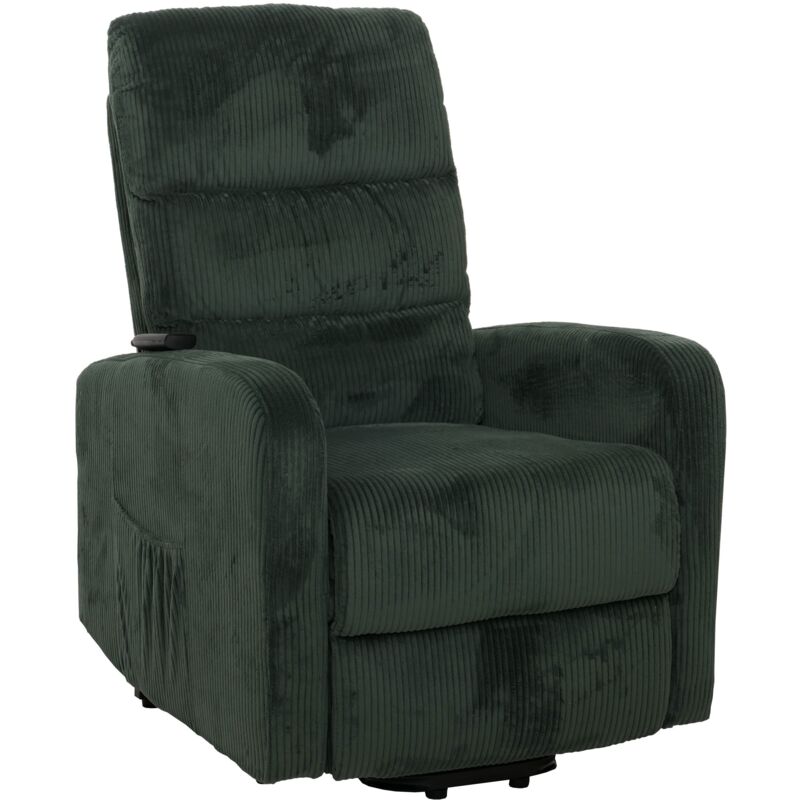 HHG - Fernsehsessel 712, Relaxsessel TV-Sessel Liege, Liegefunktion Aufstehhilfe, Metall Stofff/Textil Cord grün