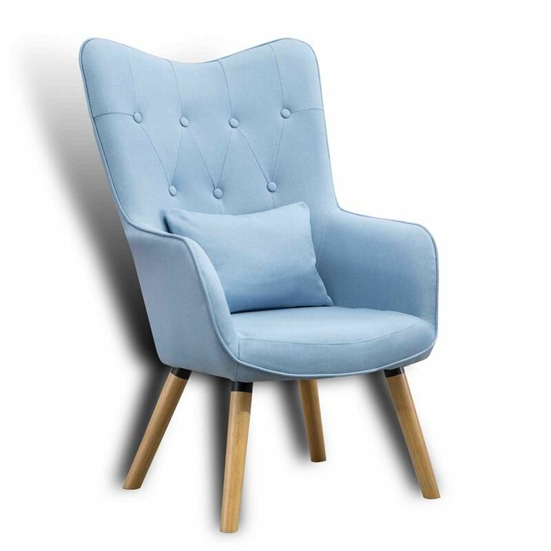 Estexo - Fernsehsessel Lucas Relaxsessel Sessel mit Kissen Lese Stoff Polsterstuhl Hellblau