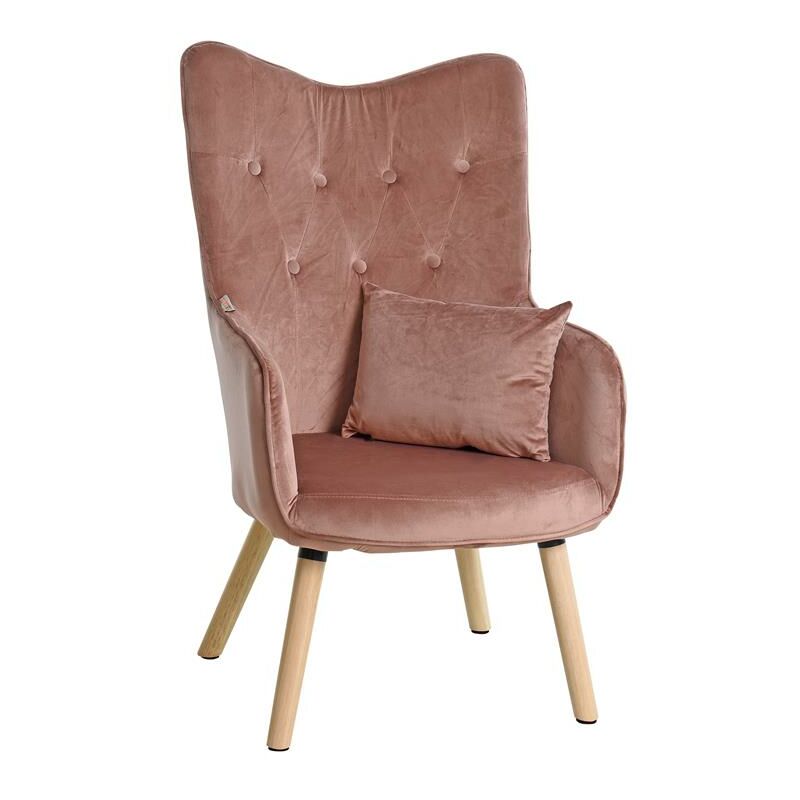 Estexo - Fernsehsessel Lucas Relaxsessel Sessel mit Kissen Lese Stoff Polsterstuhl Altrosa Samt