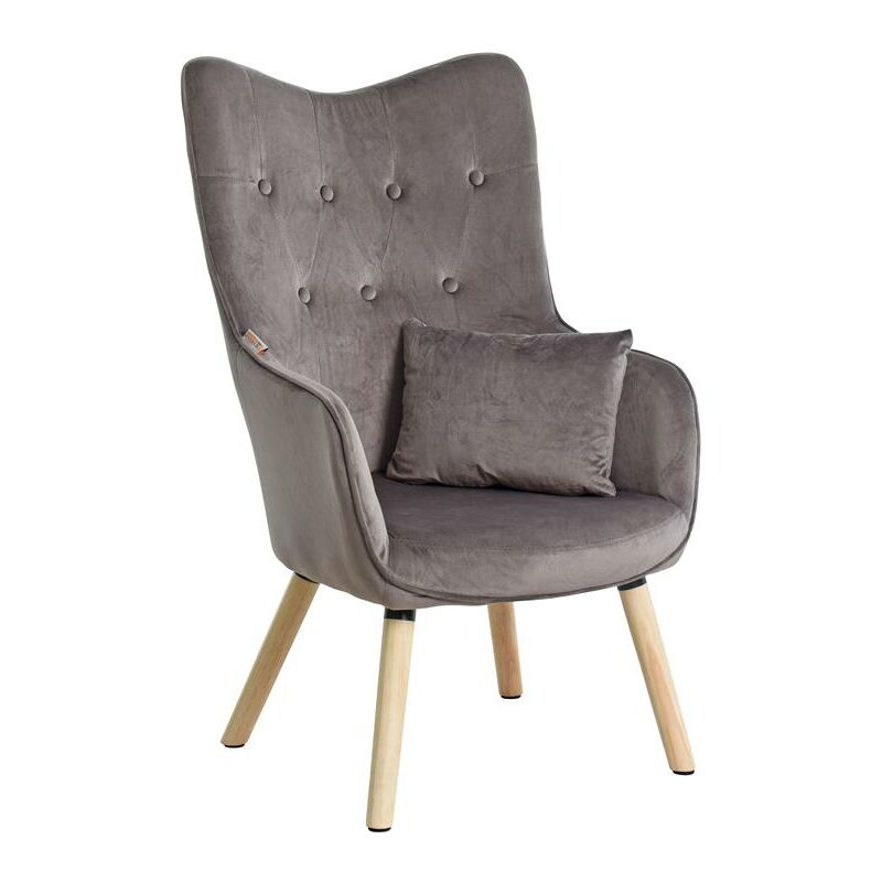 Estexo - Fernsehsessel Lucas Relaxsessel Sessel mit Kissen Lese Stoff Polsterstuhl Dunkelgrau Samt