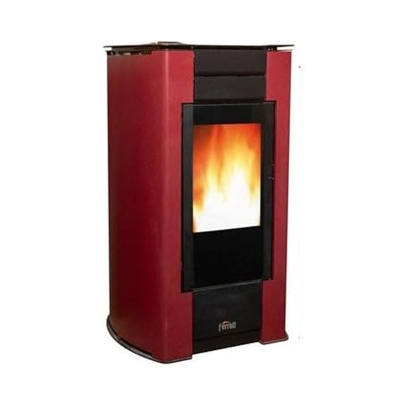 Suinga - Ferroli Penelope 14,1 kw Pelletofen. Überlegene Effizienz und Design mit beheizter Oberfläche, Rot