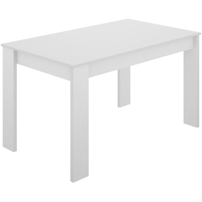 Fester-Tisch Dbagatt, Mehrzweck-Esstisch, rechteckiger Tisch für die Küche oder das Esszimmer, 139 x 81 x 77 cm, Weiß - Dmora