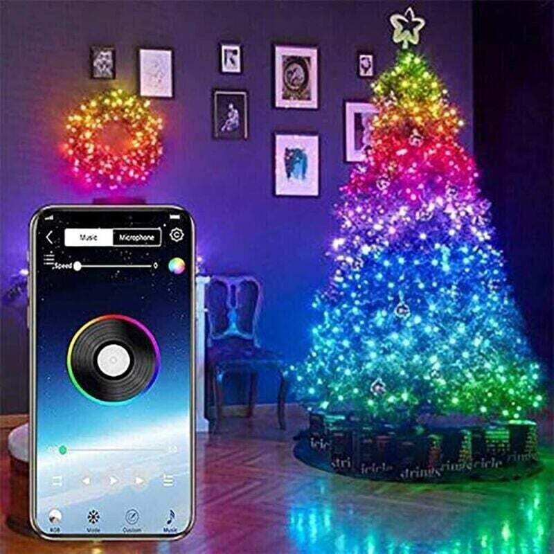 Festliche Lichterkette - Intelligente Weihnachtsbaum-Lichterkette - Per Smartphone steuerbar, Innen-/Außenbeleuchtung (10 m, 100 LEDs)