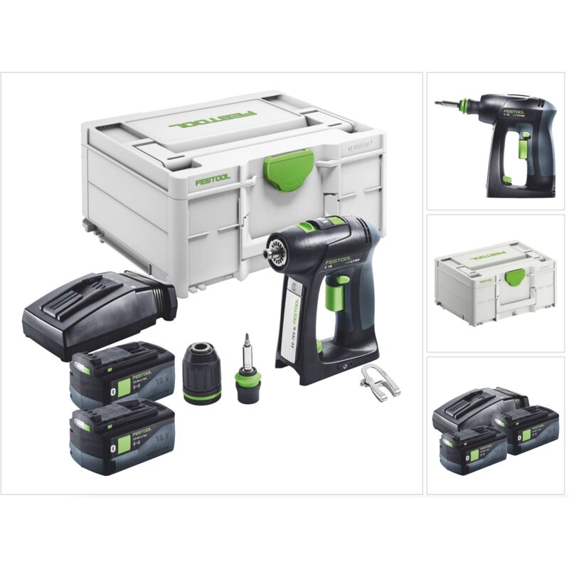 Festool C 18-Basic Akku Bohrschrauber 18 V 45 Nm Brushless + 2x Akku 5,0 Ah + Ladegerät + Systainer