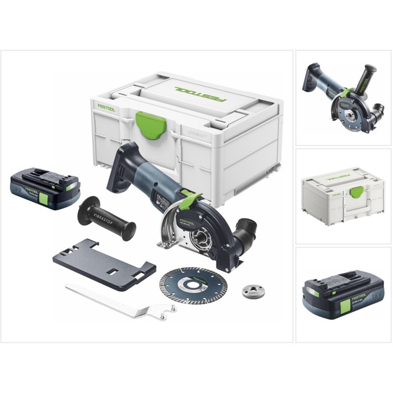 Dsc-agc 18-125 fh EB-Basic Akku Freihandtrennsystem 18 v 125 mm Brushless + 1x Akku 3,0 Ah + Systainer - ohne Ladegerät - Festool