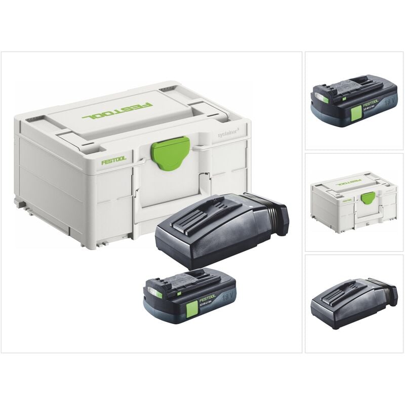 Energie Set 1x bp 18 Li 3,0 c Akku 18 v 3,0 Ah / 3000 mAh Li-Ion ( 577658 ) + tcl 6 Ladegerät ( 201135 ) + Systainer - Festool