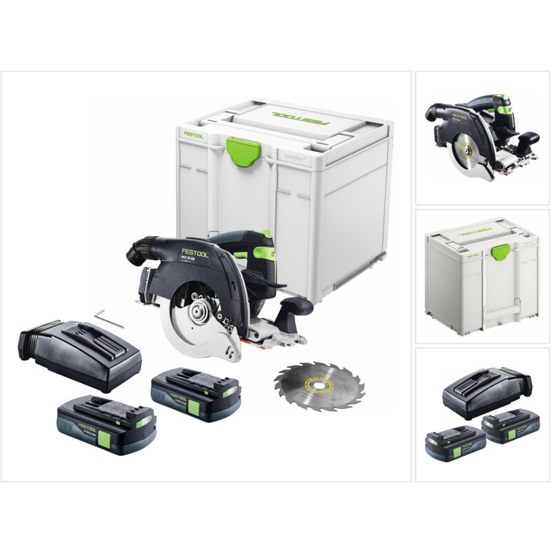 Hkc 55 EB-Basic Akku Handkreissäge 18 v 160 mm Brushless + 2x Akku 3,0 Ah + Ladegerät + Systainer - Festool
