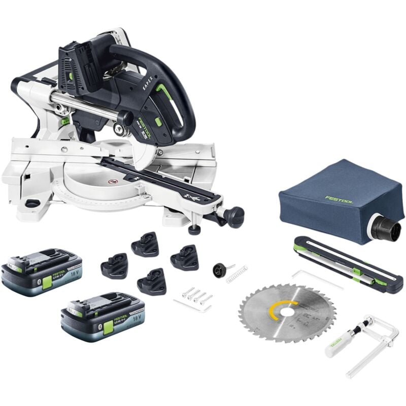 Kapex ksc 60 EB-Basic Akku Kapp Zugsäge 18 v / 36 v 216 mm Brushless + 2x Akku 4,0 Ah - ohne Ladegerät - Festool