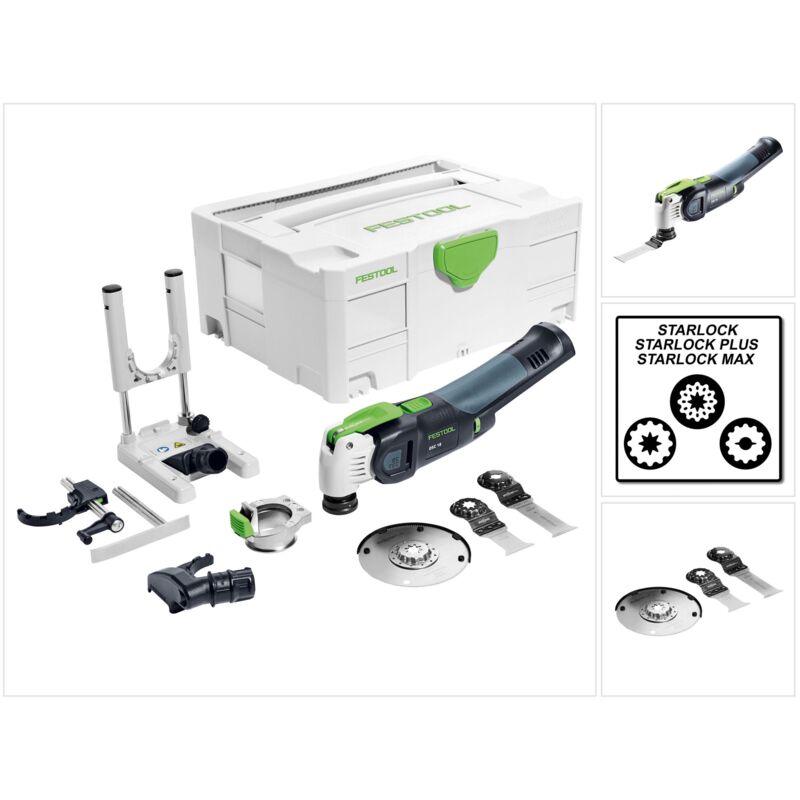 Osc 18 Li E-Basic Set Vecturo Akku Oszillierer 18V ( 574849 ) Brushless StarlockMax Solo im Systainer + Zubehör - ohne Akku, ohne Ladegerät - Festool